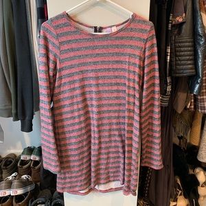 Red + gray long sleeve sweater dress